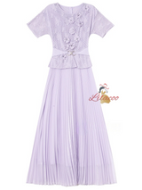 Pink Short Sleeve 3D Flower Mother Of The Bride Dress