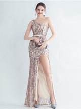 One Shoulder Sequins Party Dress