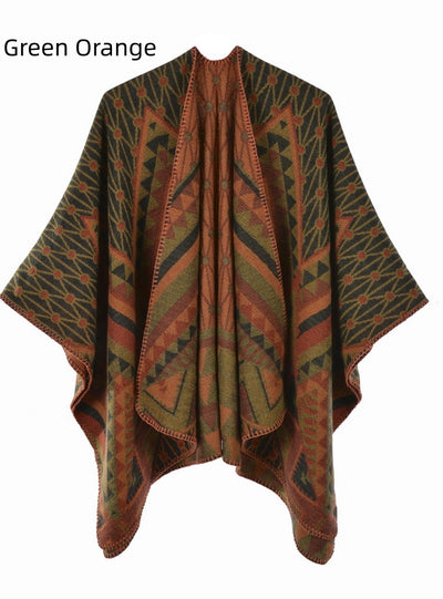 Fashion Split Shawl Cloak Retro Shawl