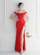 Mermaid Off the Shoulder Pleats Prom Dress