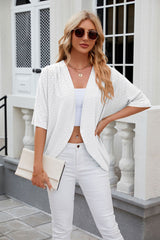 Solid Color Medium Sleeve Knitted Jacket