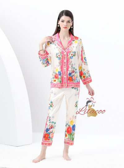 Palace Printed Long-sleeved Shirt+Wide-leg Pants Two-piece Suit