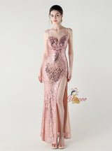 Mermaid Spaghetti Straps Appliques Prom Dress