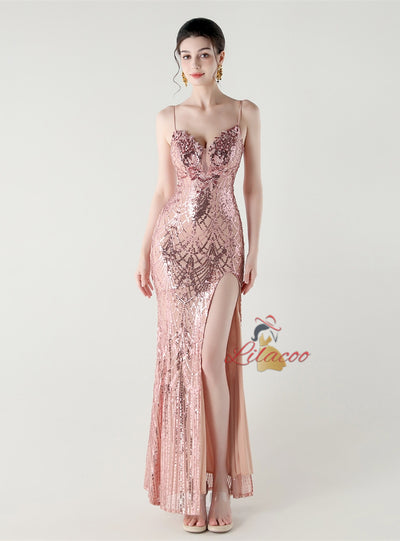 Mermaid Spaghetti Straps Appliques Prom Dress