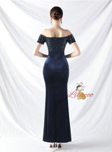 Mermaid Sequins Off the Shoulder Split Prom Dress