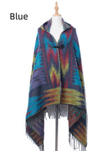 Bohemian National Wind Horn Buckle Hooded Shawl