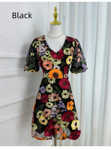 Heavy Three-dimensional Flower Slim Dress
