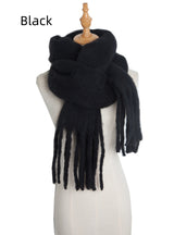 Thick Solid Color Long Tassels Scarf