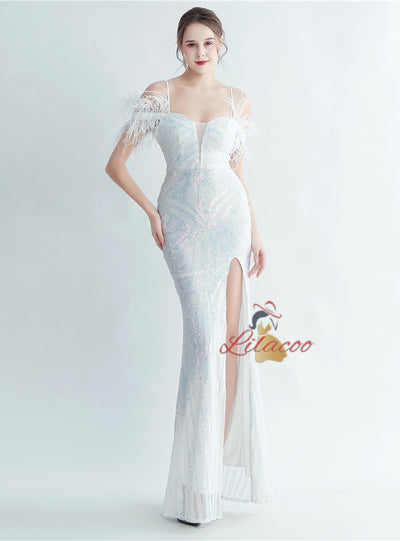 Mermaid Sequins Spaghetti Straps Prom Dress