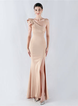 Mermaid One Shoulder Split Beading Prom Dress