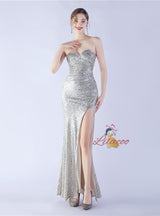 Mermaid Sequins Strapless Prom Dress