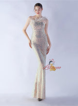 Mermaid Sequins One Shoulder Beading prom Dress