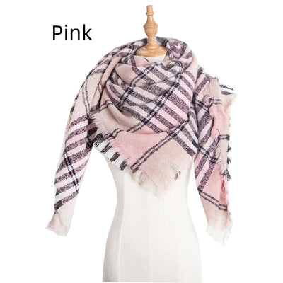Plaid Triangle Scarf Pink Scarf Shawl