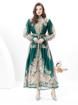 Palace Stand-up Printed Breasted Dress