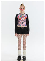 Cartoon Graffiti Printed Long Sleeve T-shirt