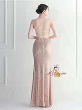 Mermaid Sequins Spaghetti Straps Prom Dress