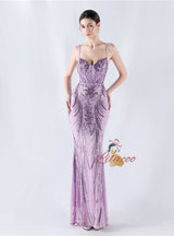 Mermaid Sequins Spaghetti Straps Prom Dress