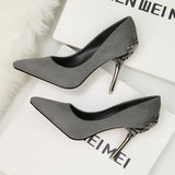 Metal Hollow Suede Stiletto Heels Shoes
