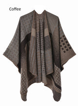 Jacquard Split Thick Warm Cloak Shawl