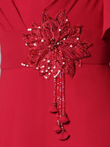 Pink V-neck Beading Mother Of The Bride Dress