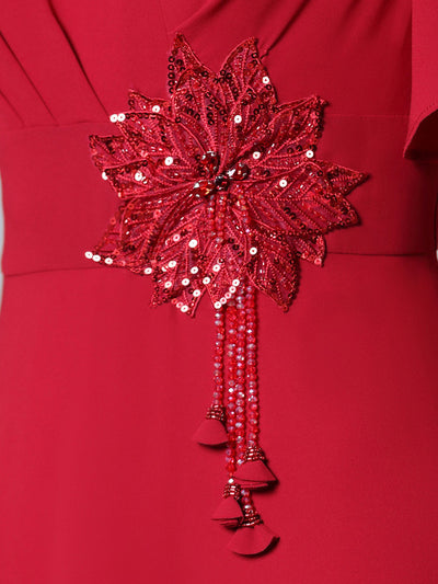 Pink V-neck Beading Mother Of The Bride Dress