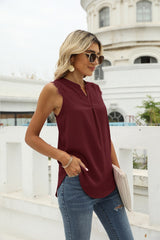 Solid Color Shirt Loose V-neck Sleeveless Top