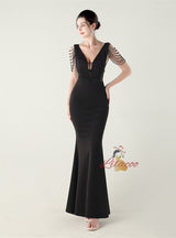 Mermaid V-neck Beading Prom Dress
