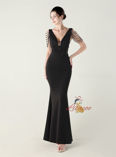 Mermaid V-neck Beading Prom Dress