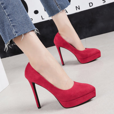 Pointed Suede Nightclub Stiletto Shoes