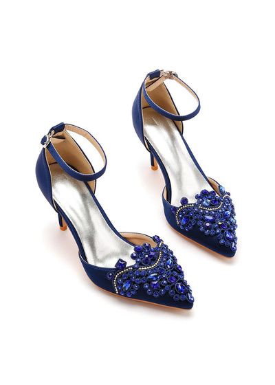 7 cm Rhinestone Pointed Stiletto Sandals