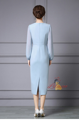 Fuchsia Long Sleeve Beading Mother Of The Bride Dress