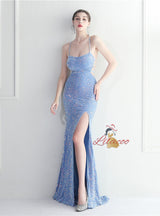 Mermaid Sequins Spaghetti Straps Prom Dress