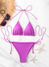 Solid Color String Strap Bikini