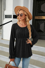 Round Neck Loose Long Sleeve T-shirt