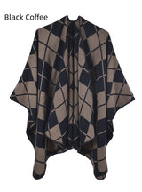 Ethnic Diamond Cashmere-like Split Cloak Coat