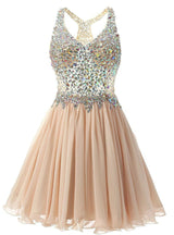 Blue Chiffon Crystal Homecoming Dress