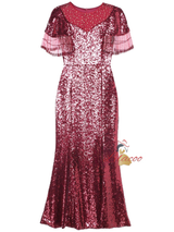 Sequins Cap Sleeve Beading Mother Of The Bride Dress