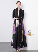 Women Fold Loose Large Print Coat