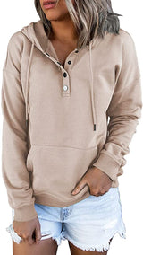 Long Sleeve Loose Leisure Hooded Drawstring Pocket Sweater