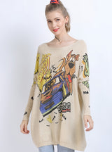 Long Sleeve Dog Print Sweater