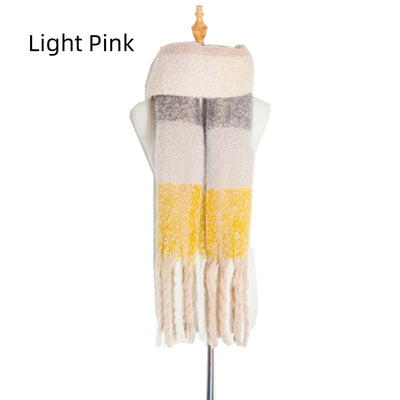 Thickened Thick Fringed Plaid Scarf Shawl
