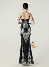 Mermaid Sequins Spaghetti Straps Beading Prom Dress