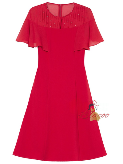 Pink Scoop Neck Beading Mother Of The Bride Dress