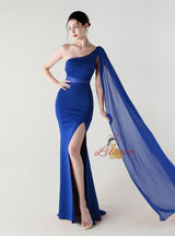 Mermaid One Shoulder Split Prom Dress