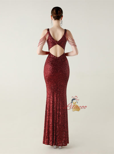 Mermaid Sequins Beading Prom Dress