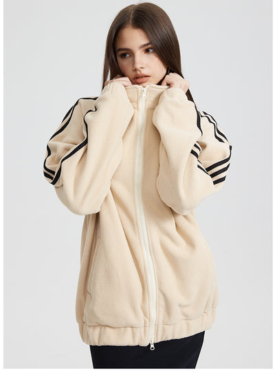 Women Retro Zipper Loose Coat