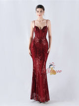 Mermaid Sequins Spaghetti Straps Prom Dress