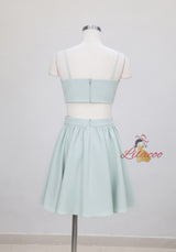 Mint Green Gauze Long Sleeve Short Slim Dress