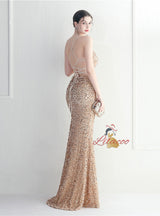 Mermaid Sequins Spaghetti Straps Prom Dress
