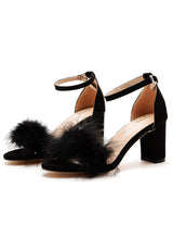 7 cm Thick Round-headed Feather Sandals